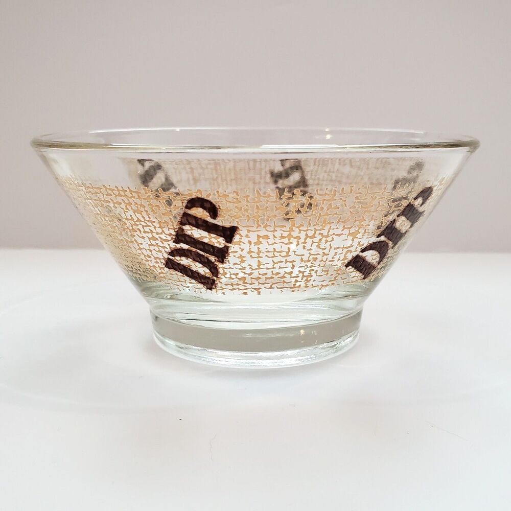 Anchor Hocking Replacement 5" Bowl Glass DIP Homeware MCM Clear Gold Texture